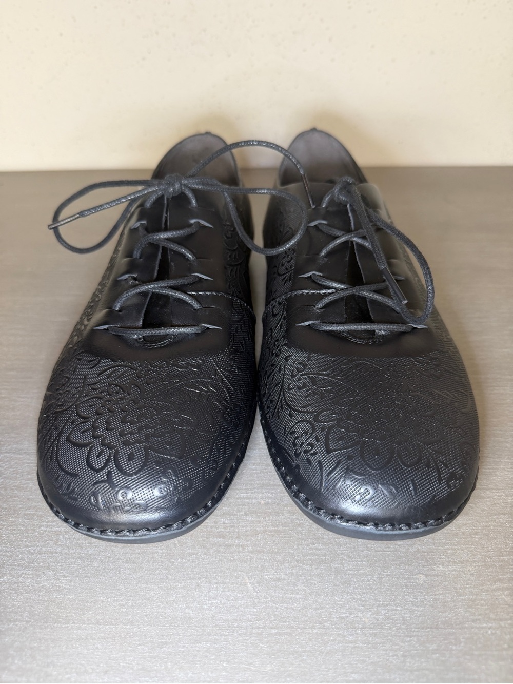 Propét Chantel Women's Floral Leather Oxfords Black Size 10 X 2E Comfortable - Picture 5 of 8